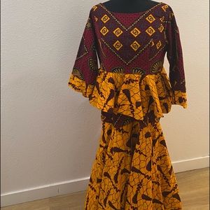 African Wax Print Two Piece Top and Bottom
